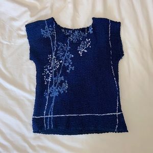 Vintage 90s Blue Popcorn-Style T-Shirt Women’s Size Small Medium